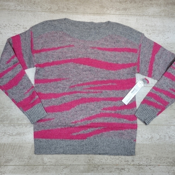 Tribal Hot Pink Zebra Tiger Stripe Knit Sweater Size XS - Picture 2 of 9